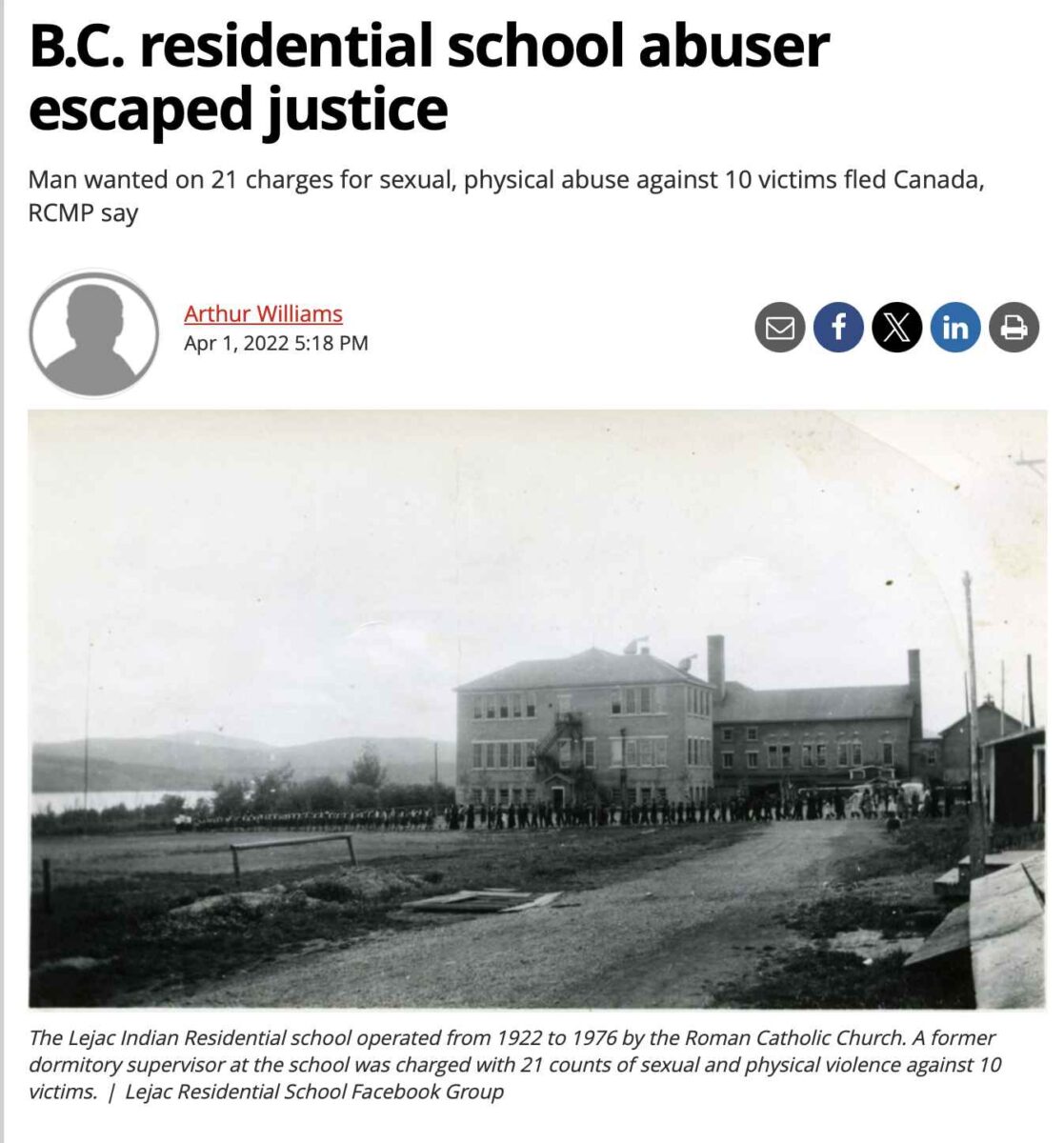 News clipping of article about Edward Scott Fitzgerald fleeing Canada